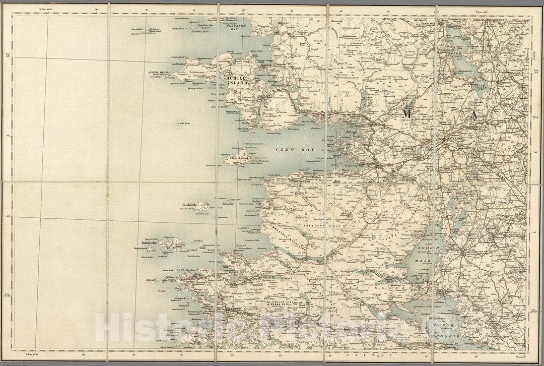 Historic Wall Map : Sheet 6. 1904 - Ordnance Survey Ireland Quarter-inch Series. - Vintage Wall Art