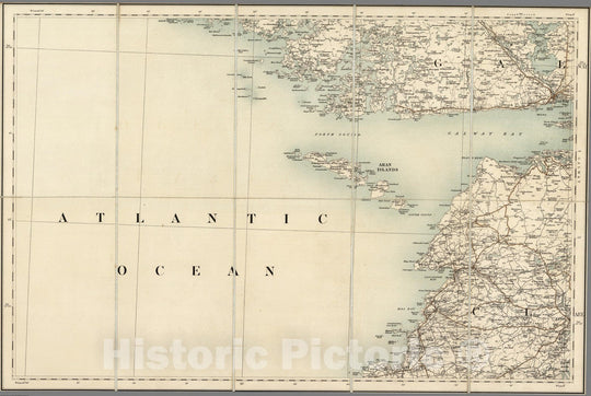 Historic Map : Sheet 9. 1904 - Ordnance Survey Ireland Quarter-inch Series. - Vintage Wall Art