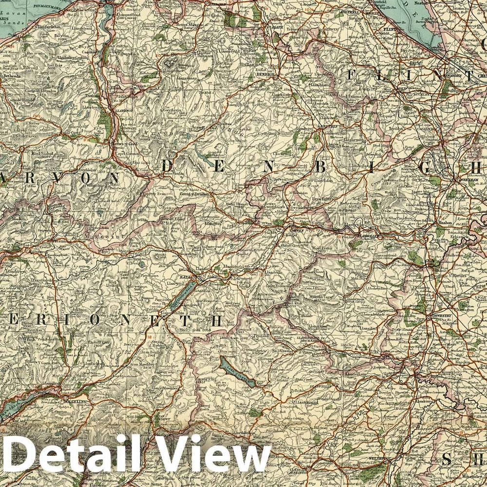 Historic Map : Sheet 4. North Wales. 1921 - Vintage Wall Art