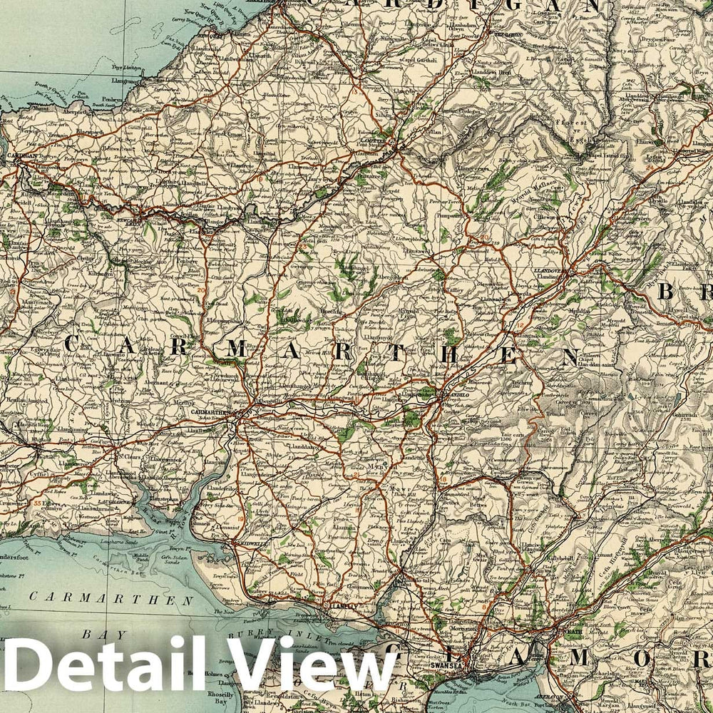 Historic Map : Sheet 7. South Wales. New Series. 1918 - Vintage Wall Art