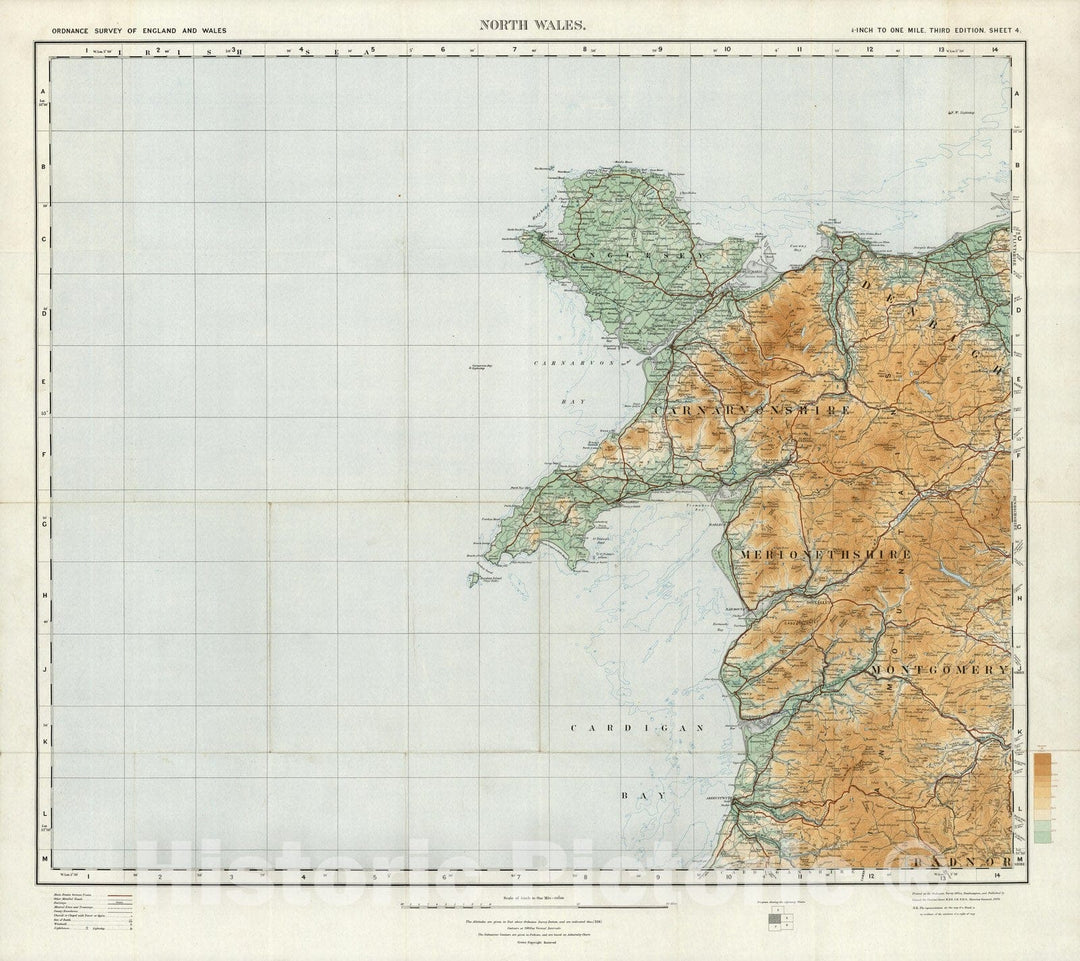 Historic Map : Sheet 4. North Wales. 1920 - Vintage Wall Art