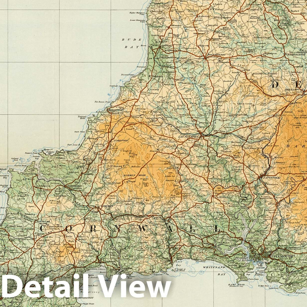 Historic Map : Sheet 10. South-West England. 1924 - Vintage Wall Art