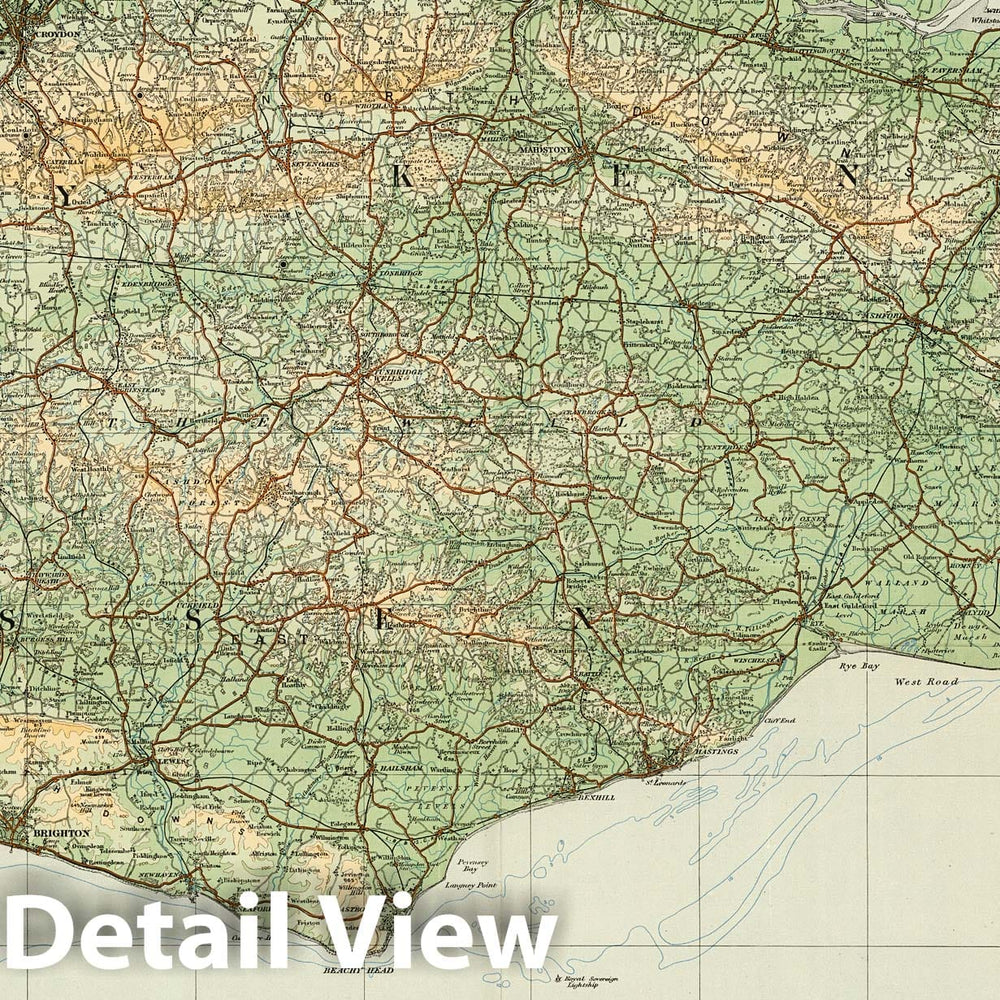 Historic Map : Sheet 12. England South-East & London. 1922 - Vintage Wall Art