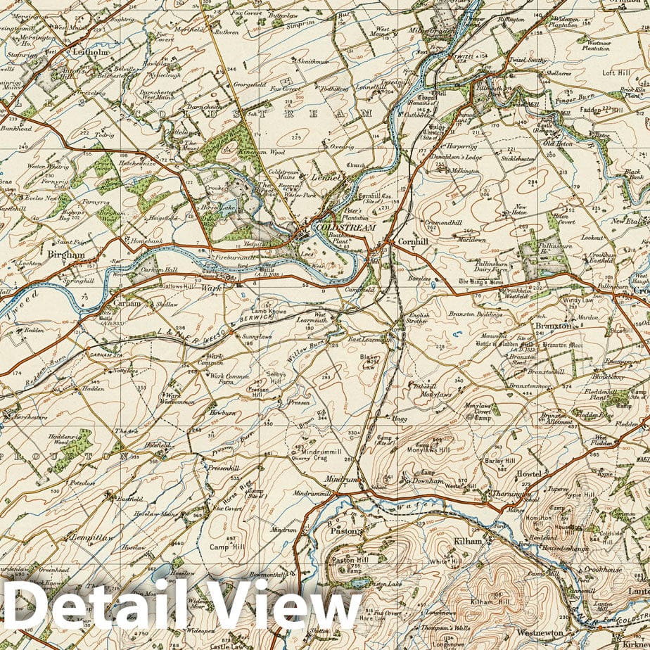 Historic Map : Sheet 1. River Tweed. 1923 - Vintage Wall Art