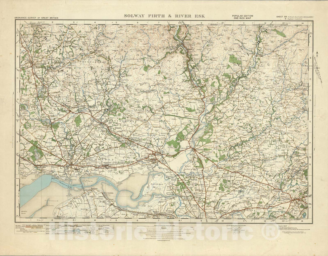 Historic Map : Sheet 5. Solway Firth & River Esk. 1922 - Vintage Wall Art