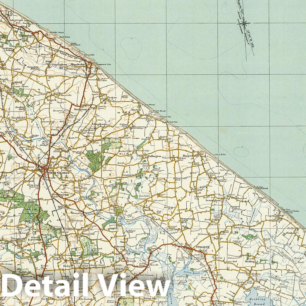 Historic Map : Sheet 58. Cromer. 1920 - Vintage Wall Art