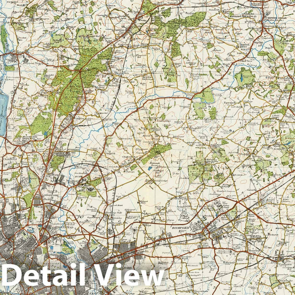 Historic Map : Sheet 107. N.E. London & Epping Forest. 1914 - Vintage Wall Art