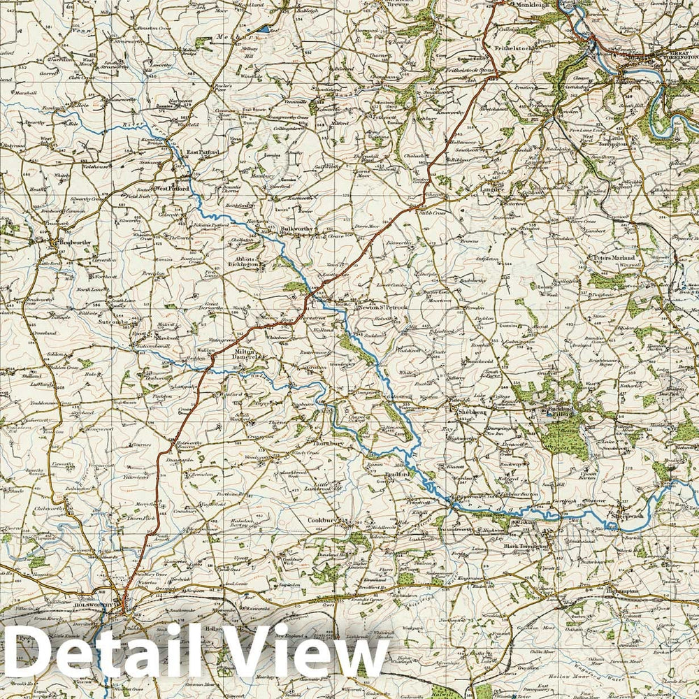 Historic Map : Sheet 127. River Torridge. 1913 - Vintage Wall Art