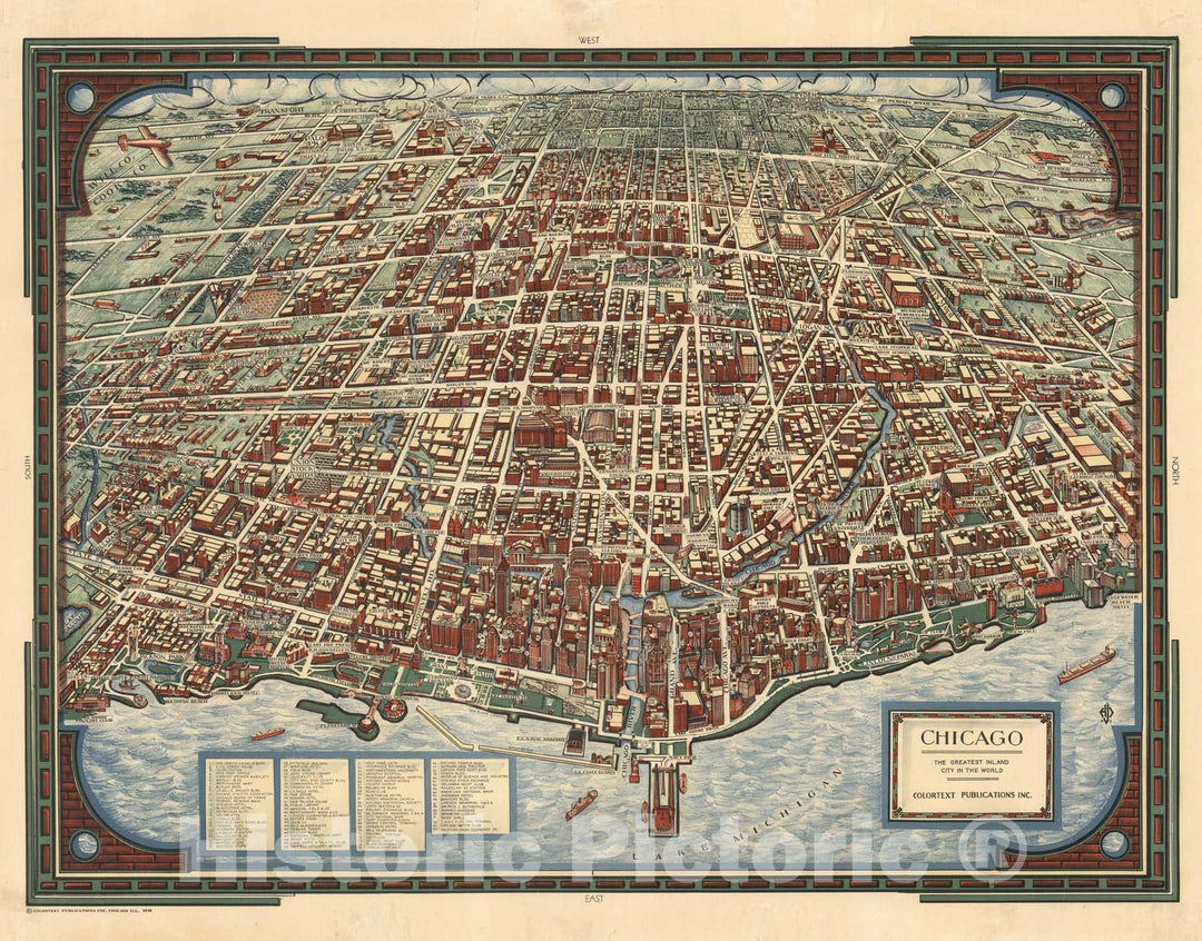 Historic Map : Chicago. The Greatest Inland City in the World. 1938 - Vintage Wall Art