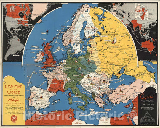 Historic Map : War map of the world : specially executed by Stanley Turner A.R.C.A, 1942 - Vintage Wall Art