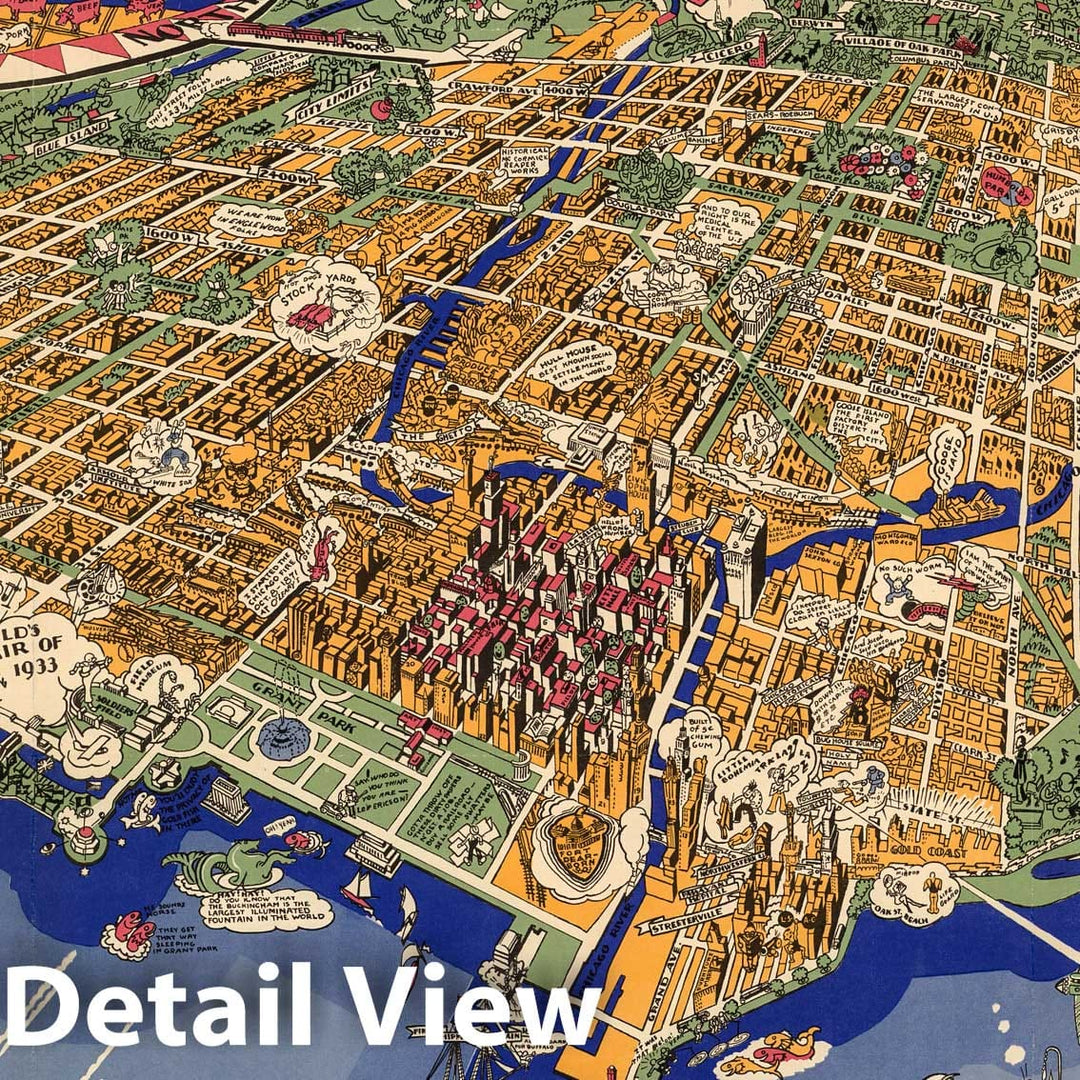 Historic Map : Chicago. U.S.A. Designed by Charles Turzak and Henry T. Chapman 1931 - Vintage Wall Art