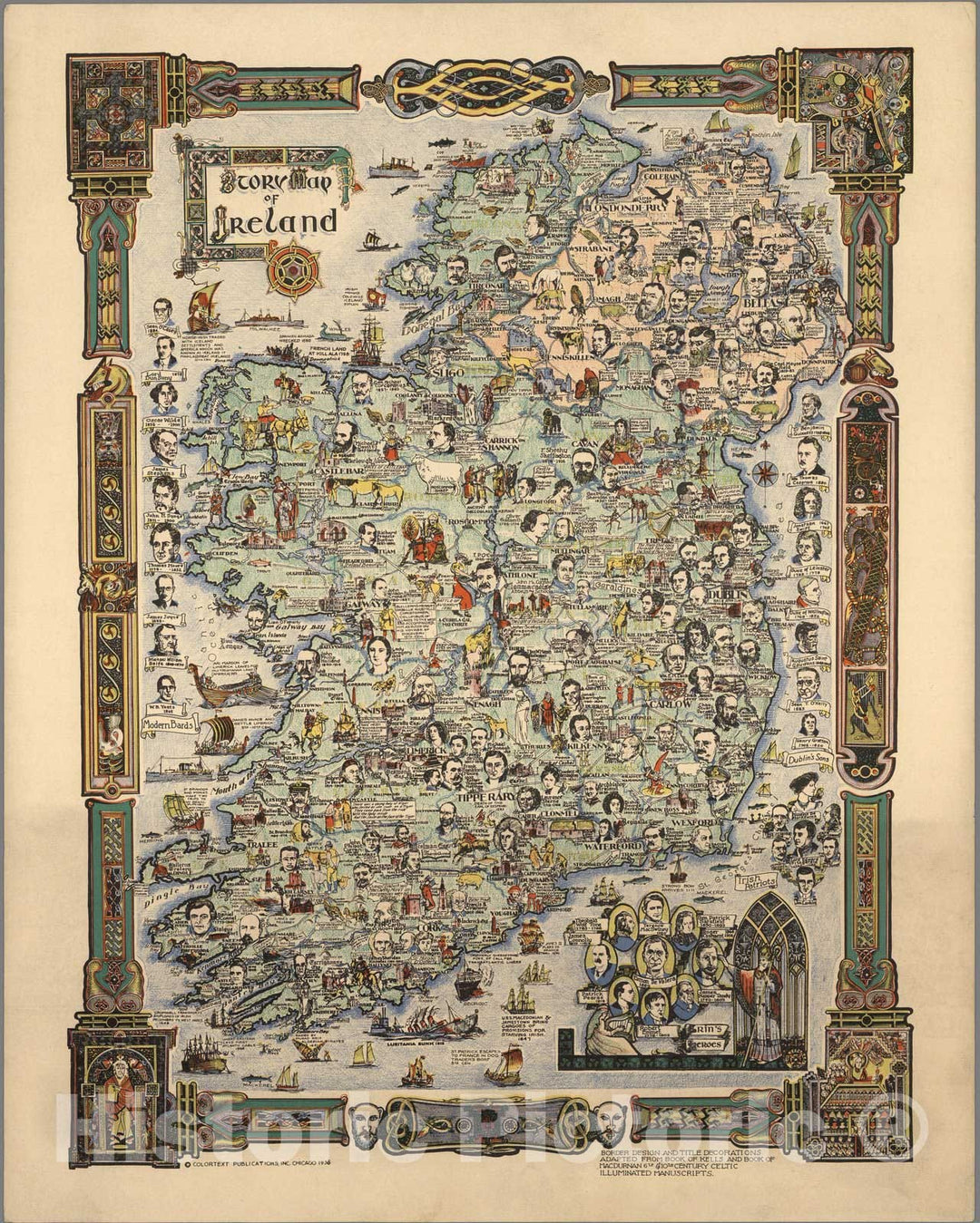 Historic Map : Story Map of Ireland, 1936 - Vintage Wall Art