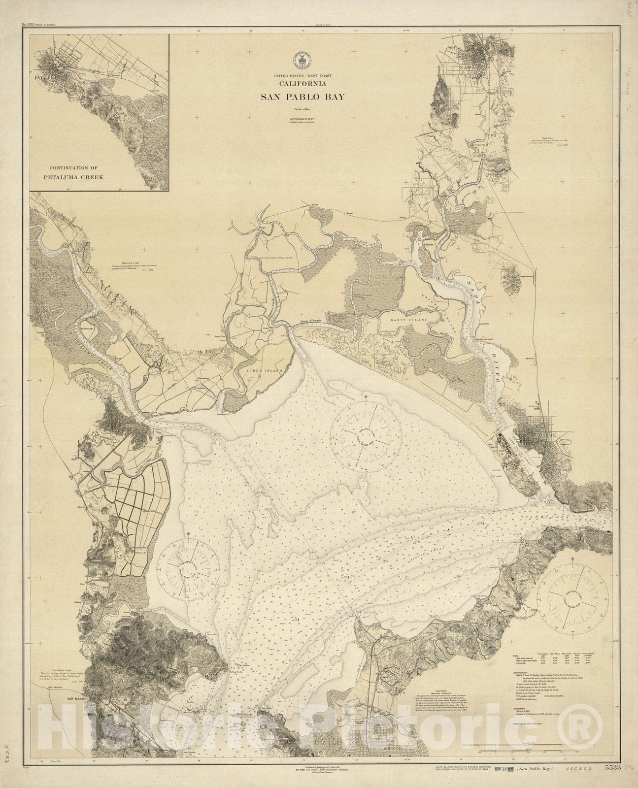 Historic Map : United States-West coast, California, San Pable Bay 1925 - Vintage Wall Art