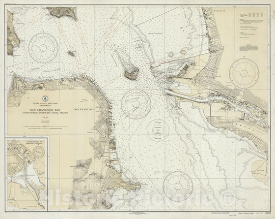 Historic Map : United States-West coast, California, San Francisco Bay 1932 - Vintage Wall Art