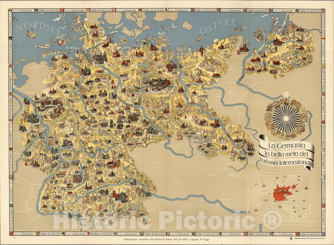 Historic Map : Germany - the Beautiful International Tourism Destination. 1941 - Vintage Wall Art