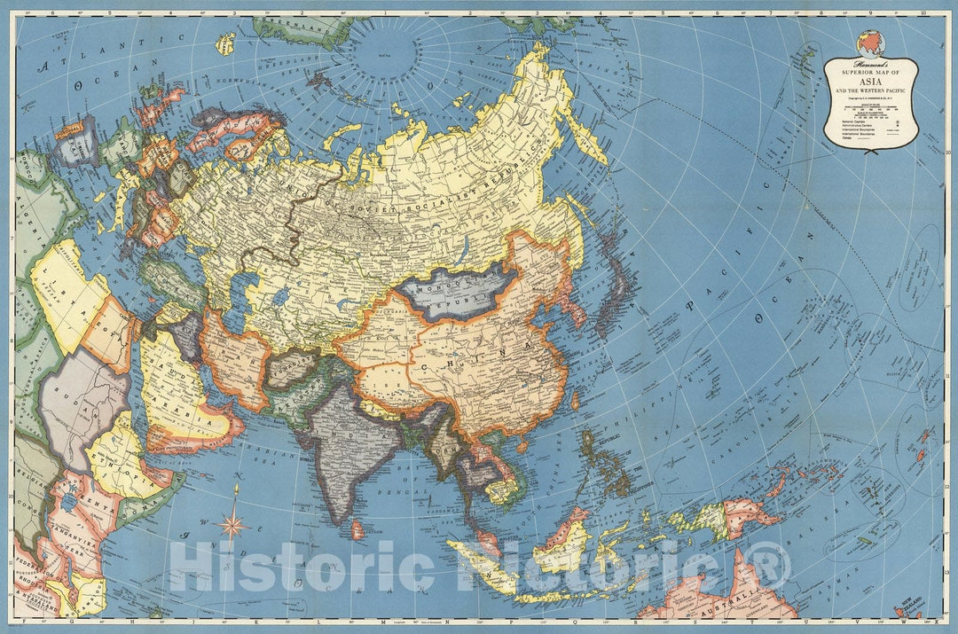 Historic Map : Case Map, Hammond's Asia and the Western Pacific. 1957 - Vintage Wall Art