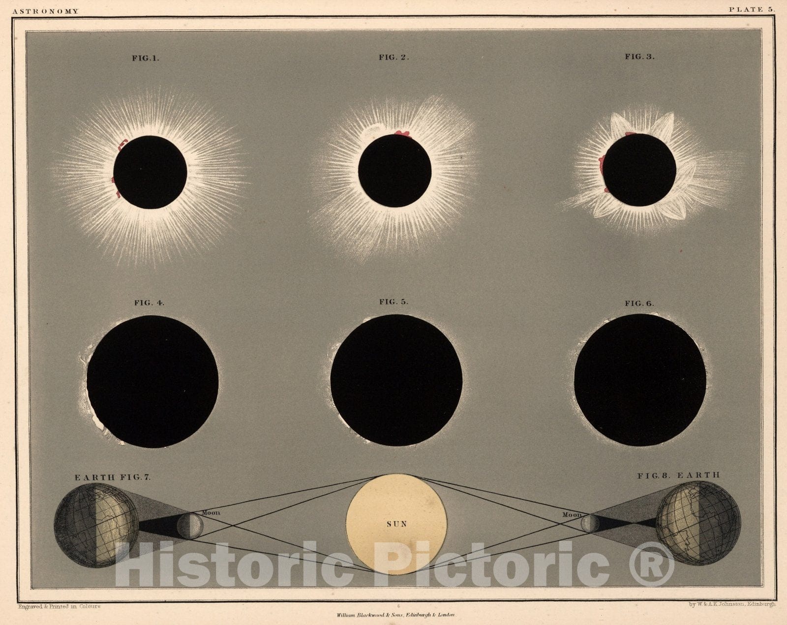 Historic Map : Celestial Atlas Map, Plate 5. Eclipse of the Sun. 1869 - Vintage Wall Art