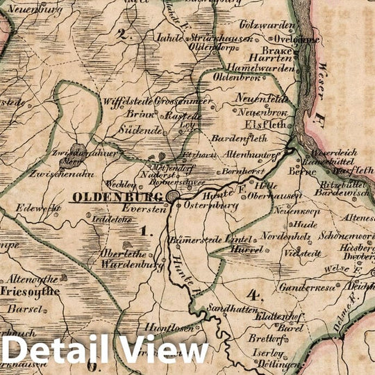 Historic Map : Germany, V. 2:6-10: VII. X-XI: Holstein-Oldenburg. Herzogth: Oldenburg. Kreis 1825 , Vintage Wall Art