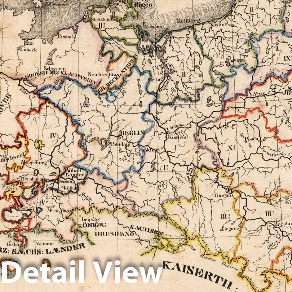 Historic Map : Prussia , Germany, V.2:6-10:IX. Preussen. Konigr: Preussen Prov: I-X 1825 , Vintage Wall Art