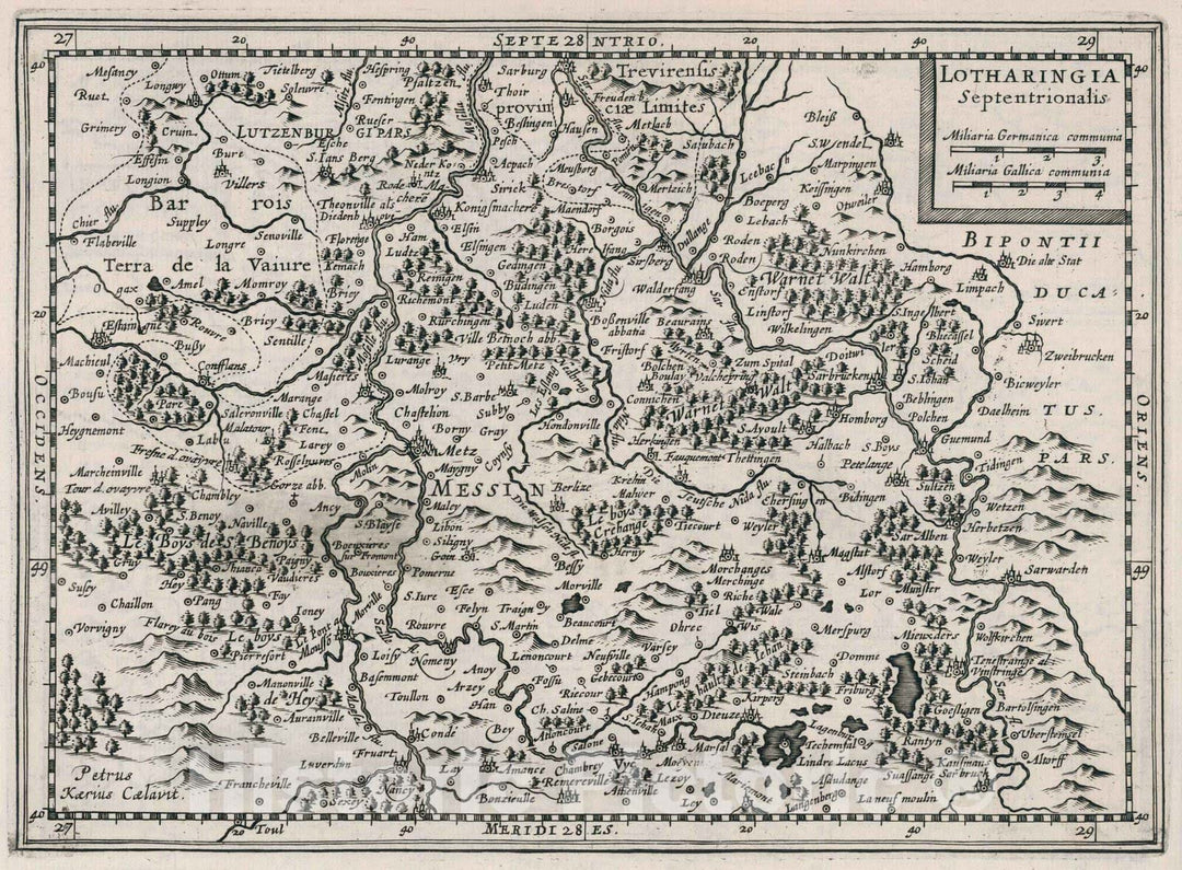 Historic Map : France, Lorraine, FranceLotharingia Septentrionalis 1636 , Vintage Wall Art