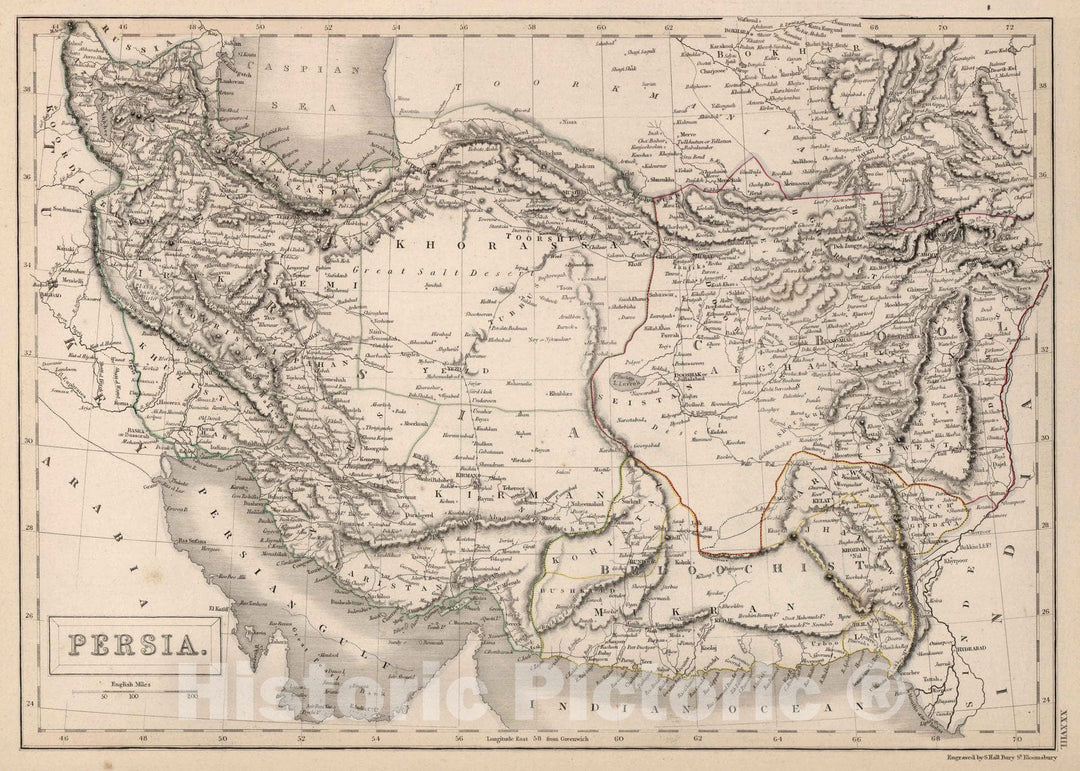 Historic Map : World Atlas Map, Persia. 1841 - Vintage Wall Art