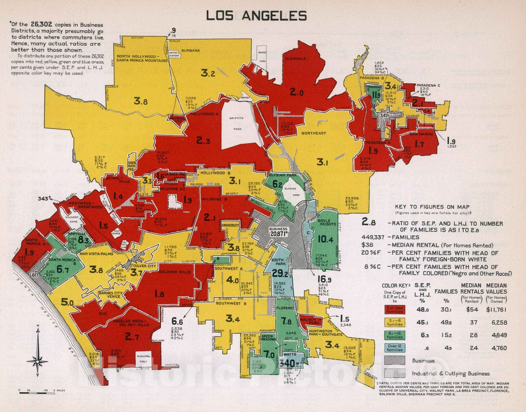 Historic Map : Los Angeles (Calif), Los Angeles. 1932 , Vintage Wall Art