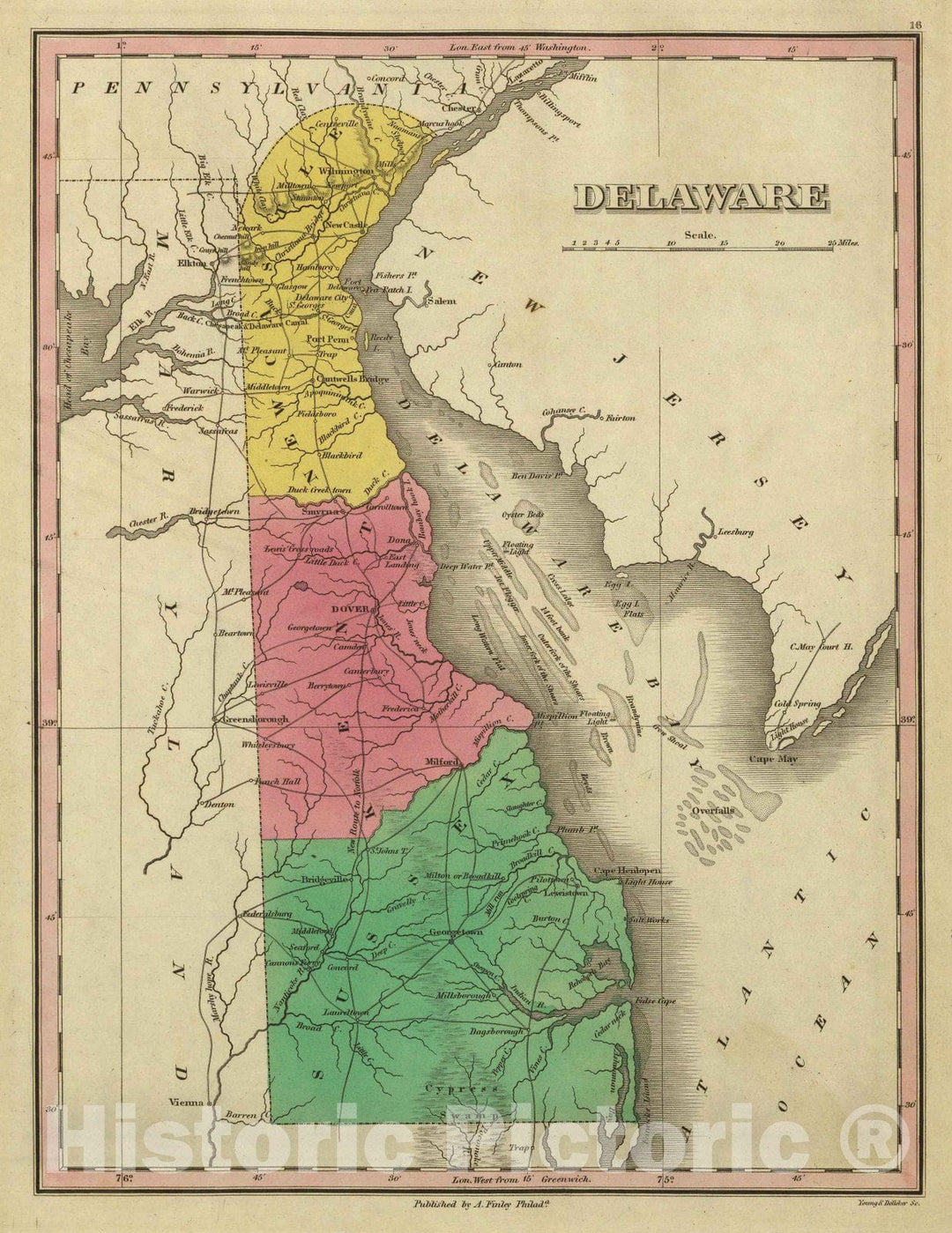 Historic Map : Classical Atlas Map, Delaware. 1831 - Vintage Wall Art