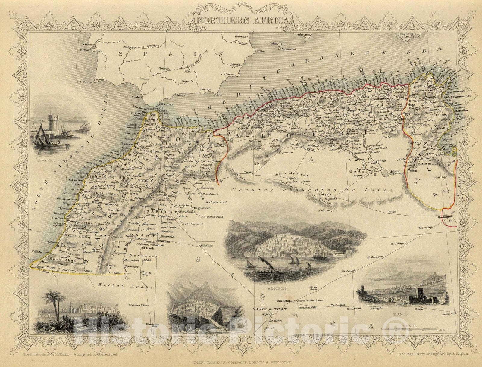 Historic Map : World Atlas Map, Northern Africa. 1851 - Vintage Wall Art