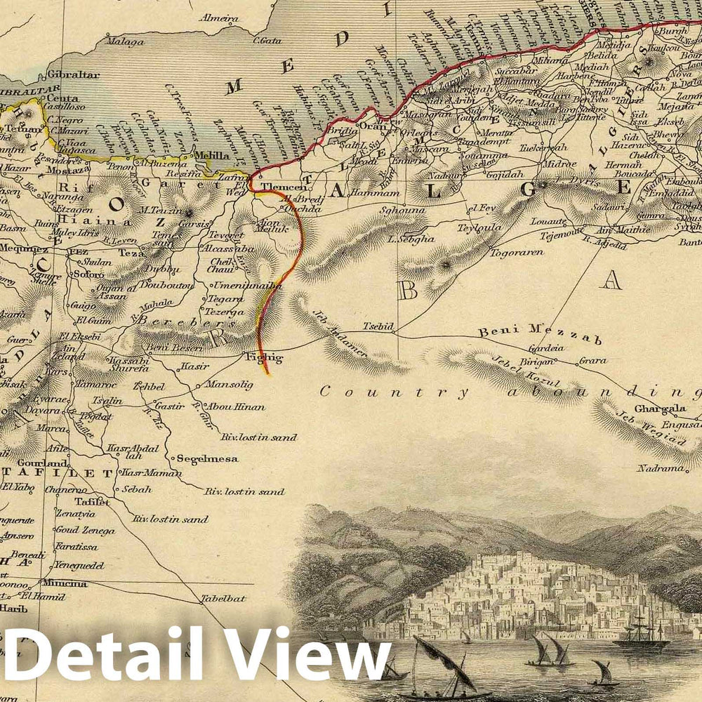 Historic Map : World Atlas Map, Northern Africa. 1851 - Vintage Wall Art