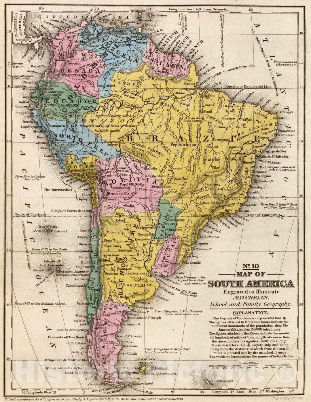 Historic Map : Map of South America, 1839 - Vintage Wall Art