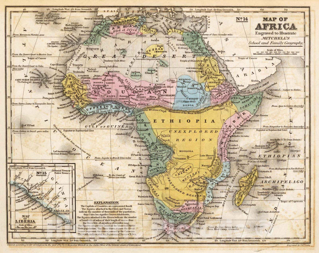 Historic Map : Map of Africa, 1839 - Vintage Wall Art