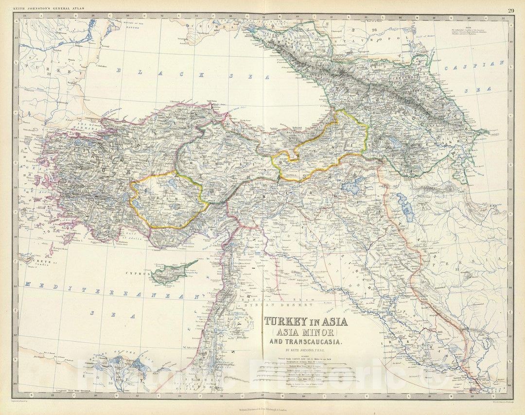 Historic Map : World Atlas Map, Turkey in Asia, Transcaucasia. 1861 - Vintage Wall Art