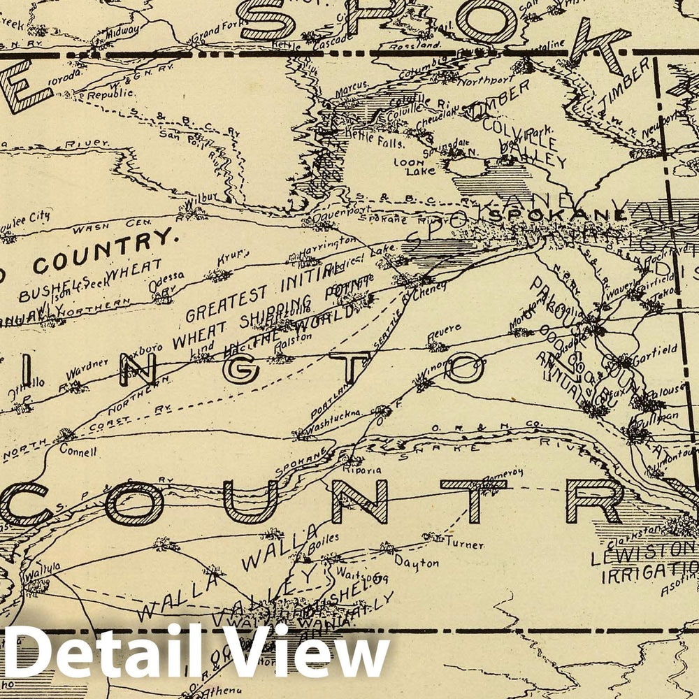 Historic Map : State Atlas Map, Spokane Country. 1909 - Vintage Wall Art