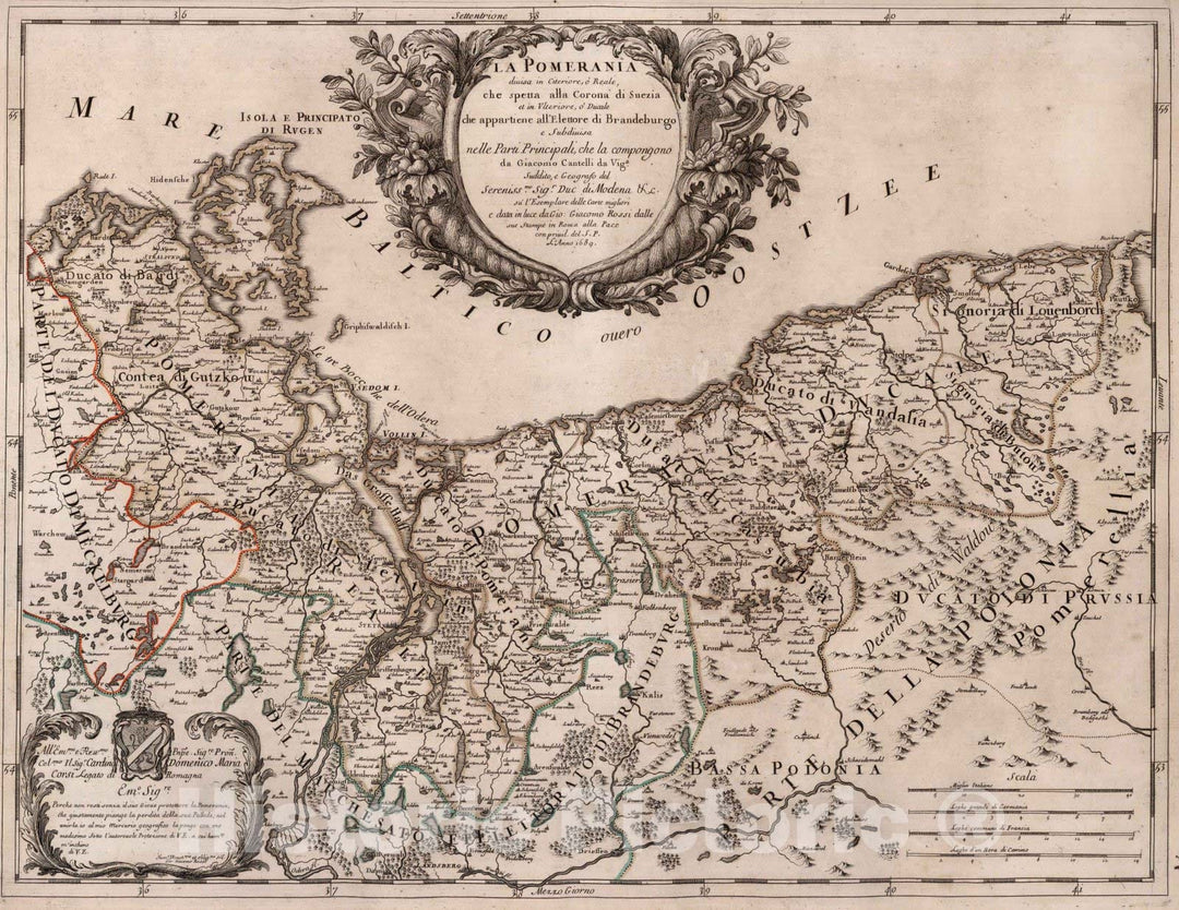 Historic Map : Germany, , EuropeLa Pomerania 1689 , Vintage Wall Art