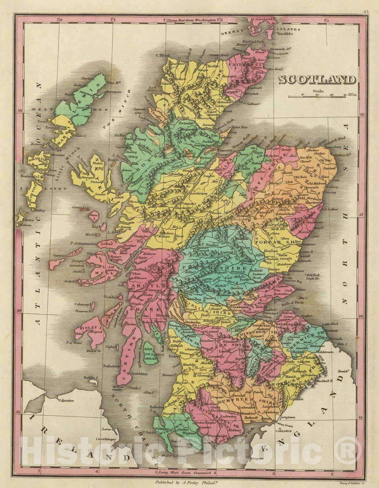 Historic Map : Classical Atlas Map, Scotland. 1831 - Vintage Wall Art