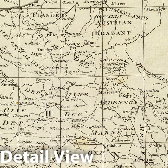 Historic Map : Map of the Seat of War in France, with the Country divided into its Several Departments, 1796 - Vintage Wall Art