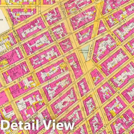 Historic Map : Manhattan Fire Insurance City Atlas Map, Pl. 10: ward 9. 1891 - Vintage Wall Art