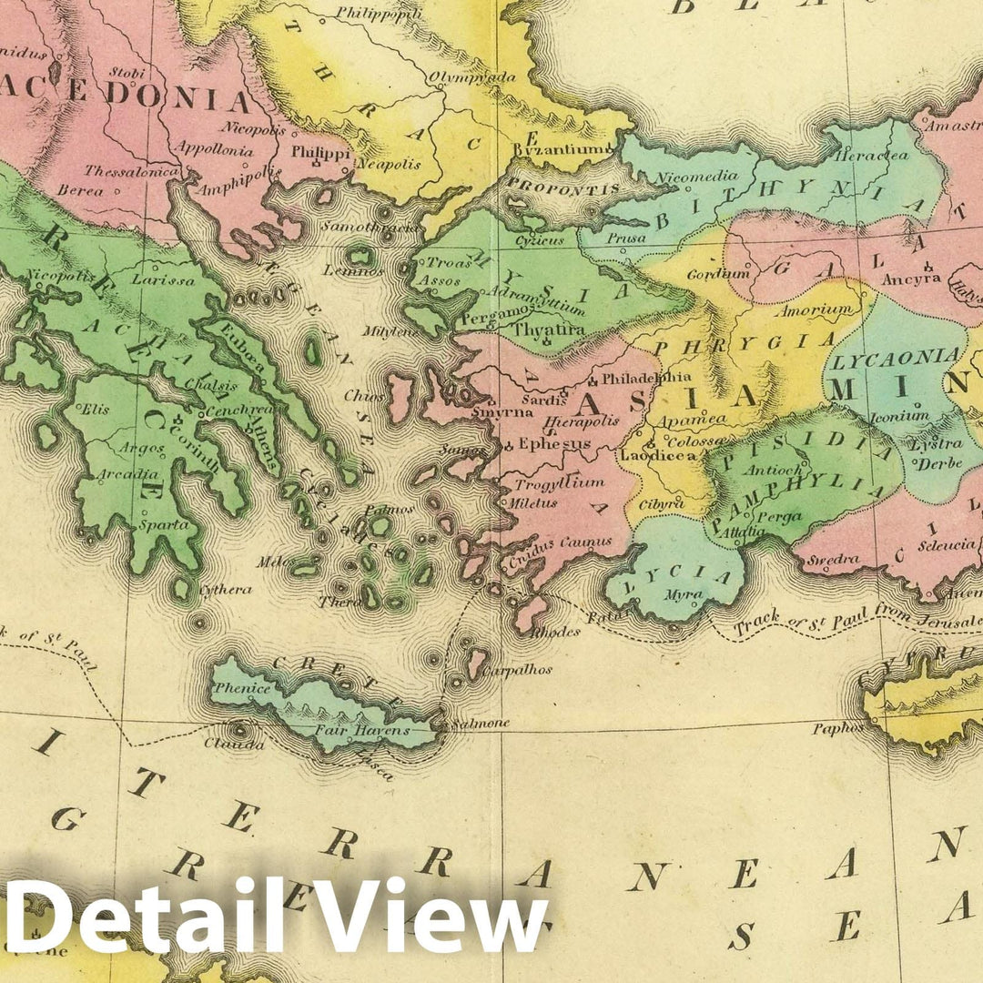 Historic Map : Classical Atlas Map, Countries Traveled by the Apostles. (1826) 1826 - Vintage Wall Art