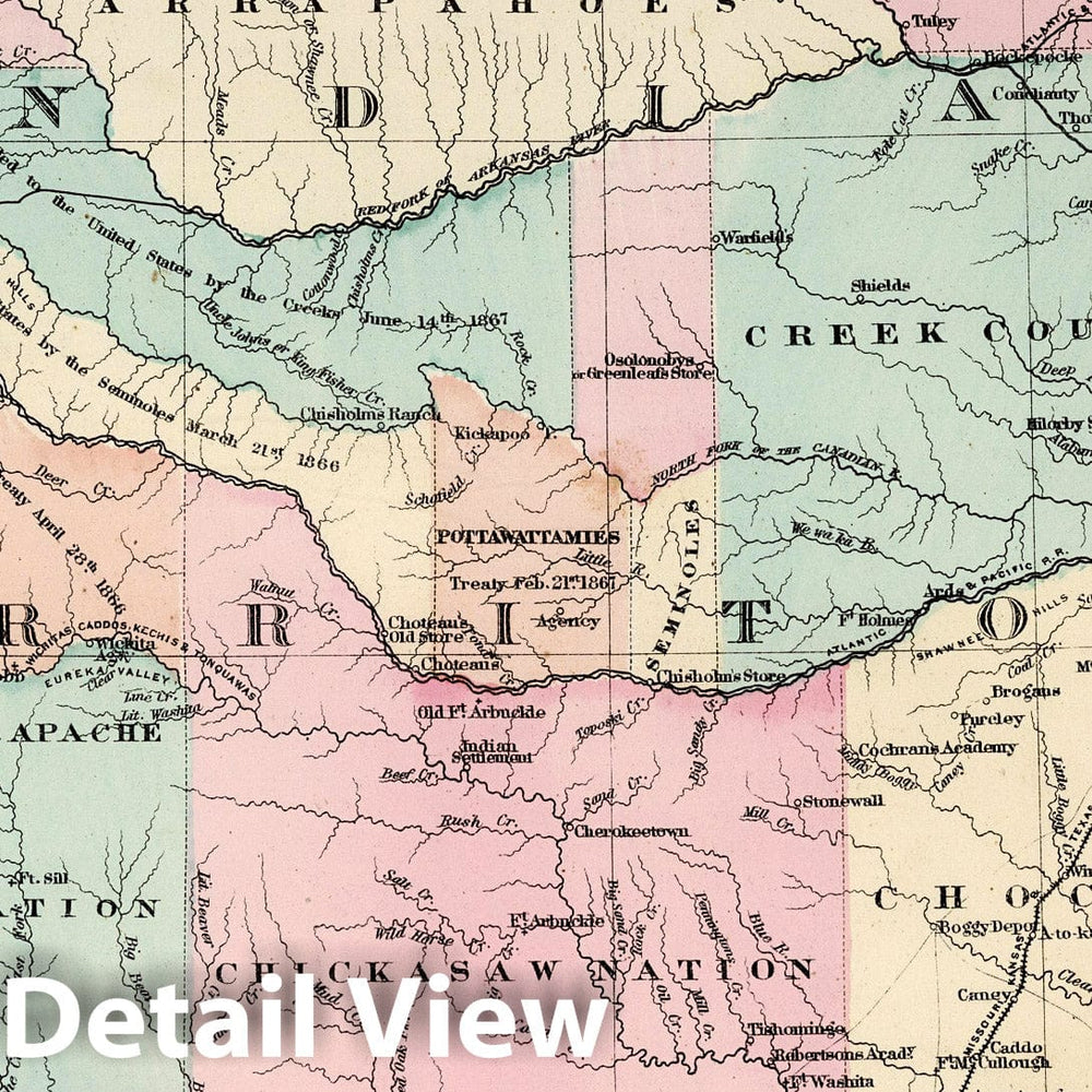 Historic Map : World Atlas Map, Indian Territory. 1873 - Vintage Wall Art