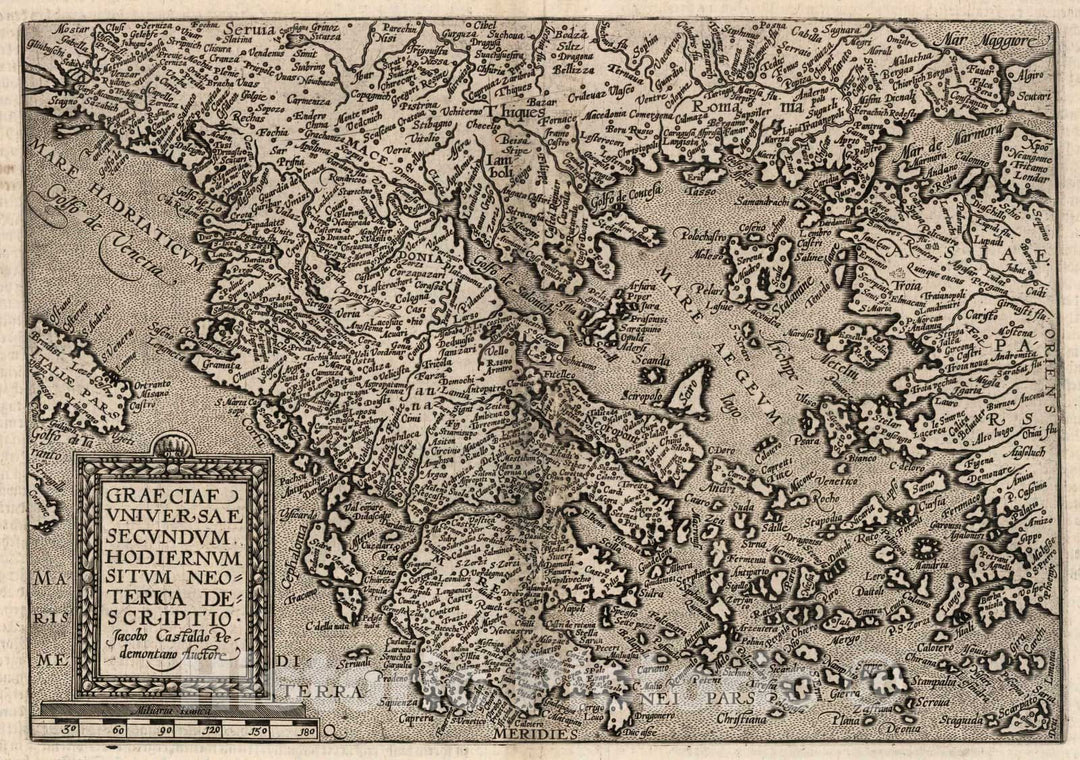 Historic Map : Greece,66. Graeciae (Greece) universae descriptio. 1600 , Vintage Wall Art