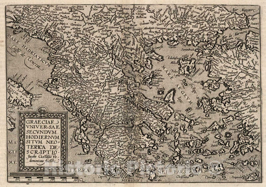 Historic Map : Greece,66. Graeciae (Greece) universae descriptio. 1600 , Vintage Wall Art