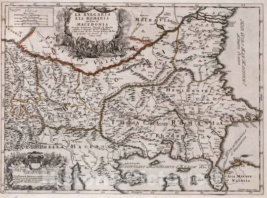 Historic Map : Bulgaria, , EuropeLa bulgaria e la romania con parte di macedonia 1689 , Vintage Wall Art