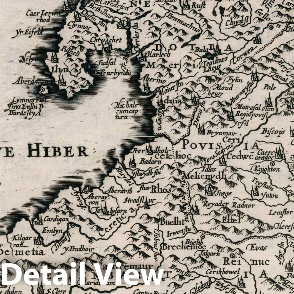 Historic Map : Wales,Cambriae typus 1636 , Vintage Wall Art