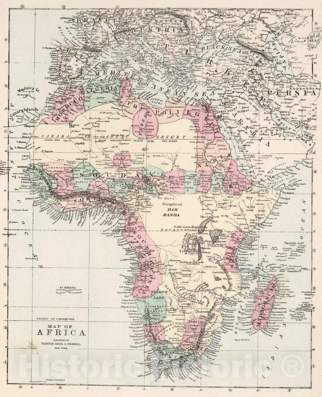 Historic Map : World Atlas Map, Africa. 1874 - Vintage Wall Art