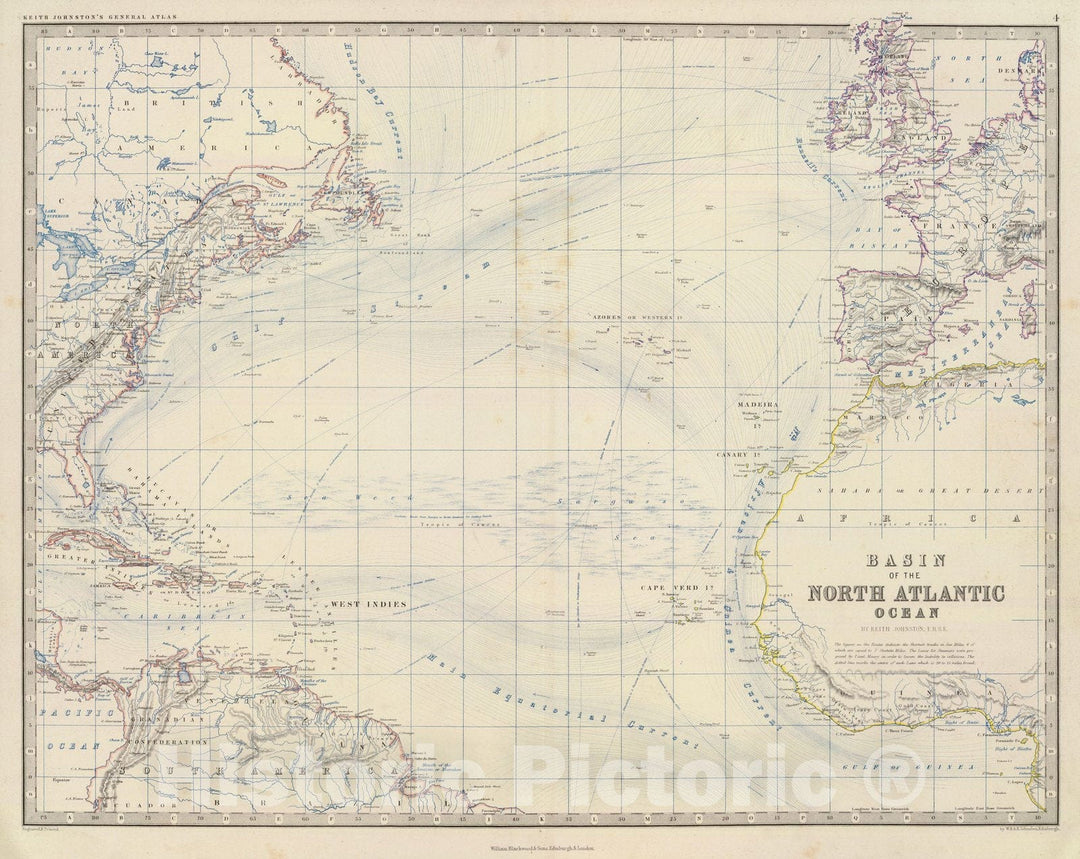 Historic Map : World Atlas Map, N. Atlantic Ocean. 1861 - Vintage Wall Art