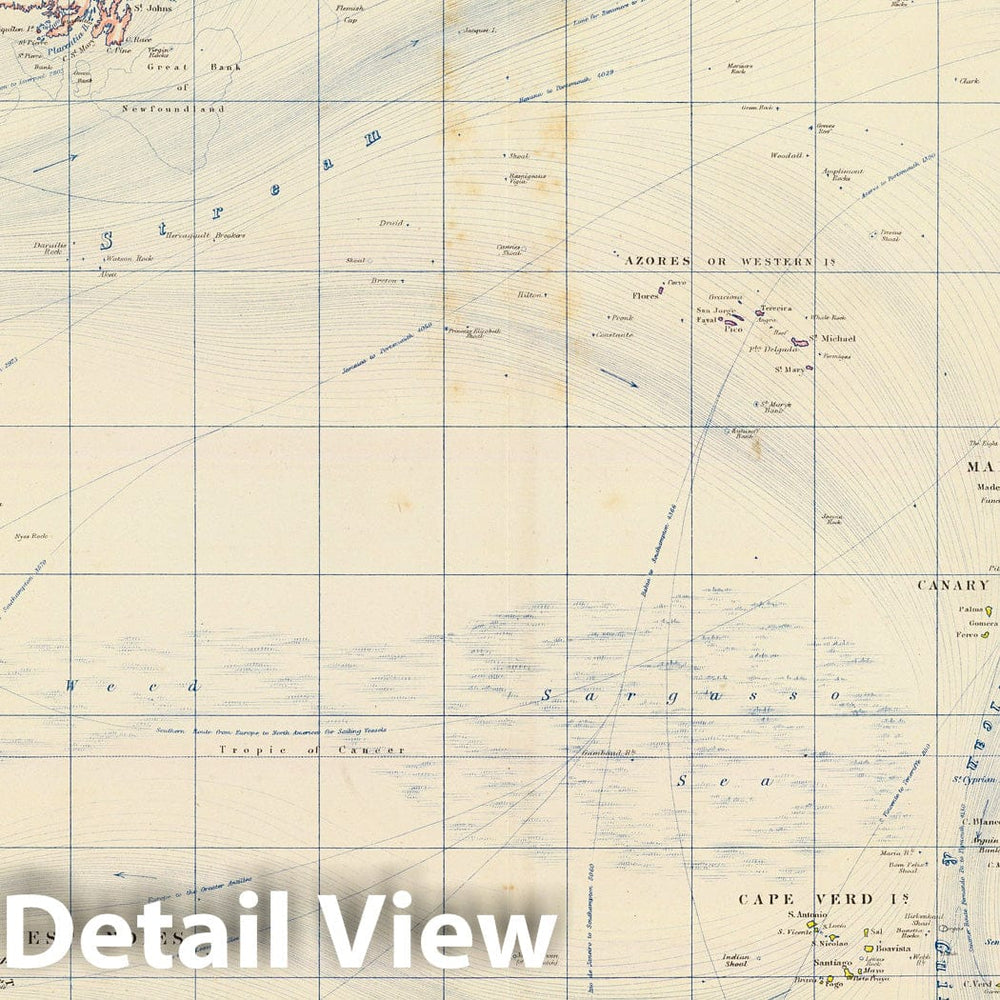 Historic Map : World Atlas Map, N. Atlantic Ocean. 1861 - Vintage Wall Art