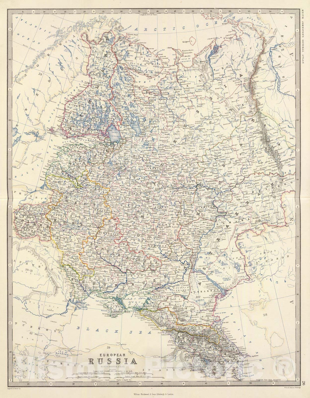 Historic Map : World Atlas Map, Russia, European. 1861 - Vintage Wall Art