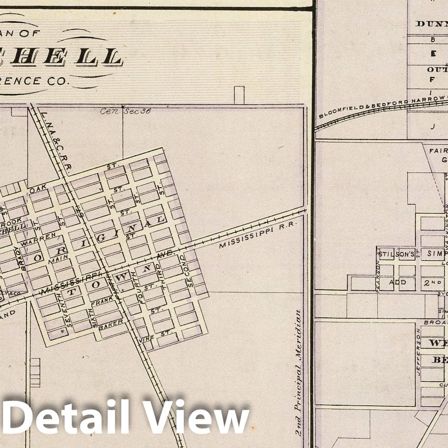 Historic Wall Map : State Atlas Map, Plan of Washington, Daviess Co. (with) Paoli, Orleans, Mitchell, Bedford. 1876 - Vintage Wall Art