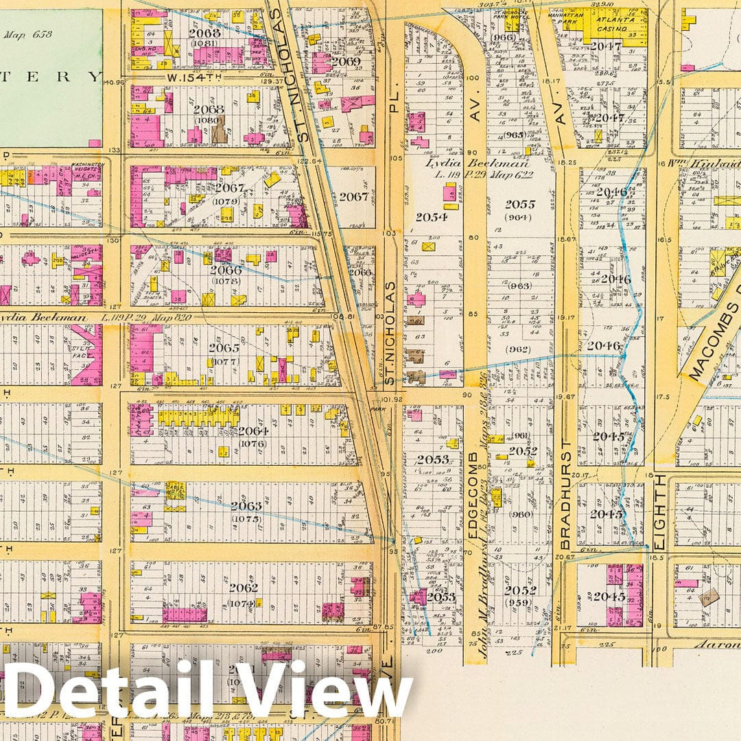 Historic Map : Manhattan Fire Insurance City Atlas Map, Pl. 43: ward 12. 1891 - Vintage Wall Art