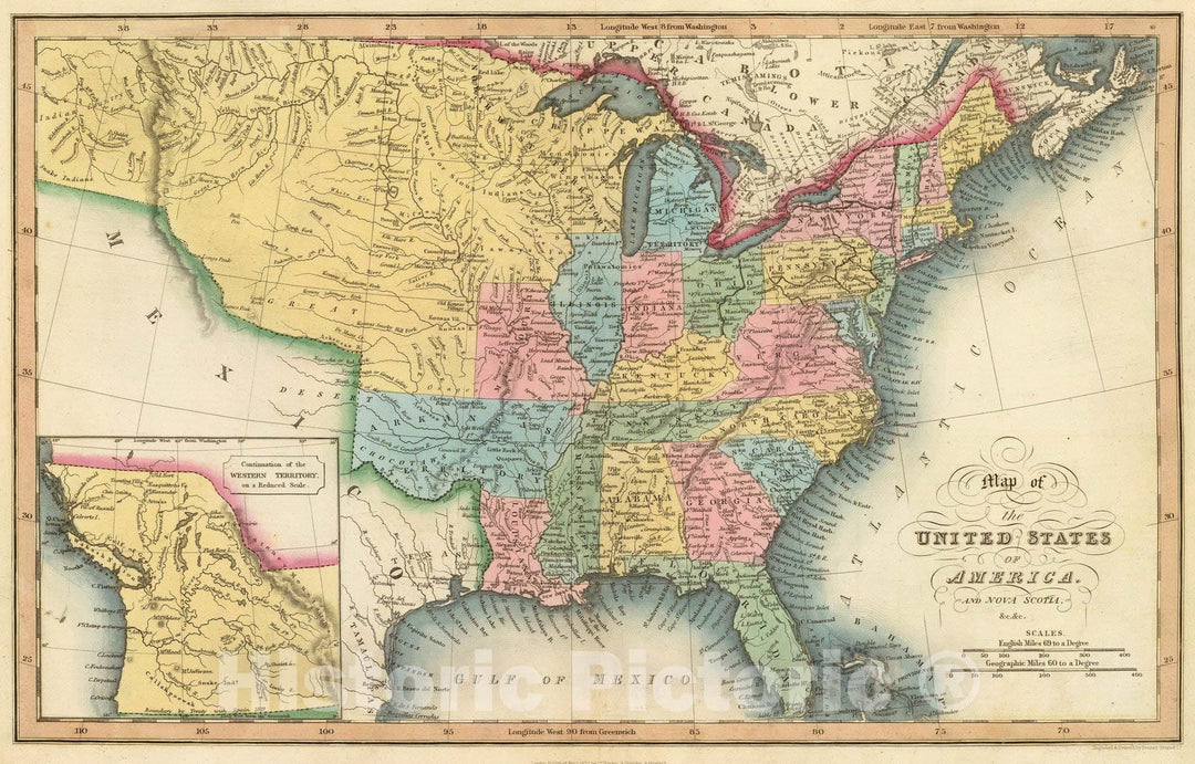 Historic Map : United States. 1832 - Vintage Wall Art